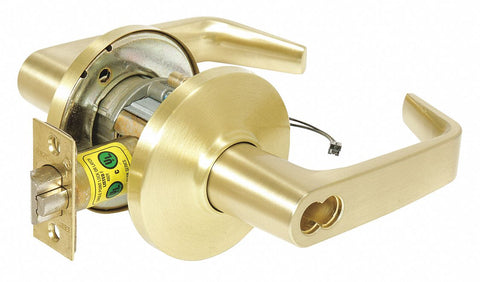 STANLEY SECURITY SOLUTIONS 9KW37DEU15DS3606 Lever,  Electrical,  Extra Heavy Duty,  Not Keyed,  Satin Brass,  2 3/4 in Backset,  Cylindrical