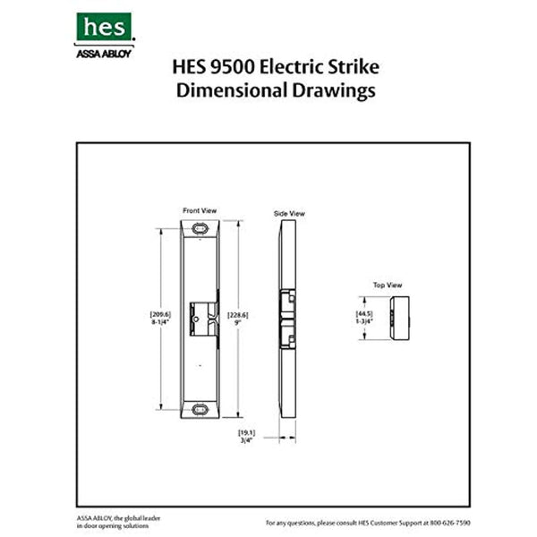HES 9500 FIRE Rated Electric Strike, Surface Mounted, Works with Rim exit Devices up to 3/4" Throw latchbolt, Satin Stainless Steel (630), Dual Voltage (12/24 VDC/VAC)