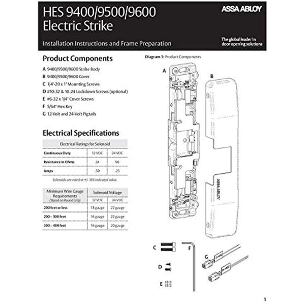 HES 9500 FIRE Rated Electric Strike, Surface Mounted, Works with Rim exit Devices up to 3/4" Throw latchbolt, Satin Stainless Steel (630), Dual Voltage (12/24 VDC/VAC)