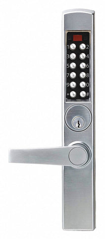 KABA E-PLEX E3065MSNL-626-41 Electronic Locks, 2-3/4 in Backset, Narrow Stile, Satin Chrome, 1/2 in Latch Length