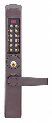KABA E-PLEX E3065MSNL-744-41 Electronic Locks, 2-3/4 in Backset, Narrow Stile, Antique Brass, 1/2 in Latch Length