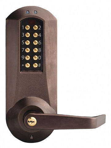 KABA E-PLEX E5066XSWL-744-41 Electronic Locks, 2-3/4 in Backset, Mortise, Antique Brass, 1/2 in Latch Length