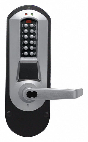 KABA E-PLEX E5610BWL-626-41 Electronic Locks, 2-3/4 in Backset, Exit Trim, Satin Chrome, 1/2 in Latch Length