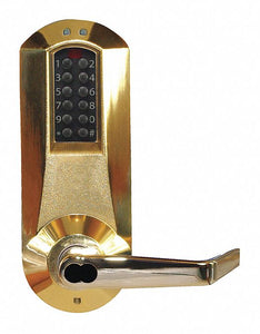 KABA E-PLEX E5031SWL-605-41 Electronic Locks, 2-3/4 in Backset, Cylindrical, Bright Brass, 1/2 in Latch Length