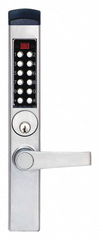 KABA E-PLEX E3765MSNL-626-41 Electronic Locks, 2-3/4 in Backset, Narrow Stile, Satin Chrome, 1/2 in Latch Length