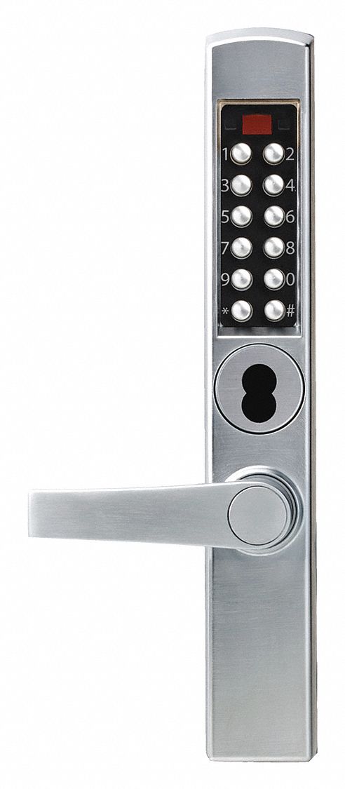 KABA E-PLEX E3065BNL-626-41 Electronic Locks, 2-3/4 in Backset, Narrow Stile, Satin Chrome, 1/2 in Latch Length