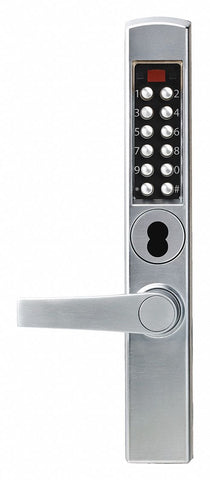 KABA E-PLEX E3065BNL-626-41 Electronic Locks, 2-3/4 in Backset, Narrow Stile, Satin Chrome, 1/2 in Latch Length