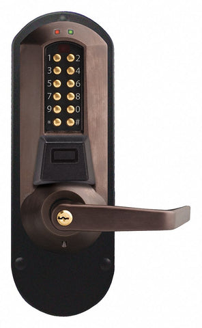 KABA E-PLEX E5710XSWL-744-41 Electronic Locks, 2-3/4 in Backset, Exit Trim, Antique Brass, 1/2 in Latch Length
