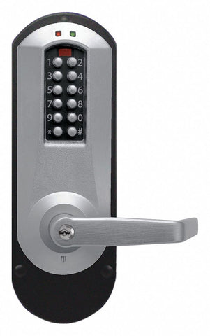 KABA E-PLEX E5010XKWL-626-41 Electronic Locks, 2-3/4 in Backset, Exit Trim, Satin Chrome, 1/2 in Latch Length
