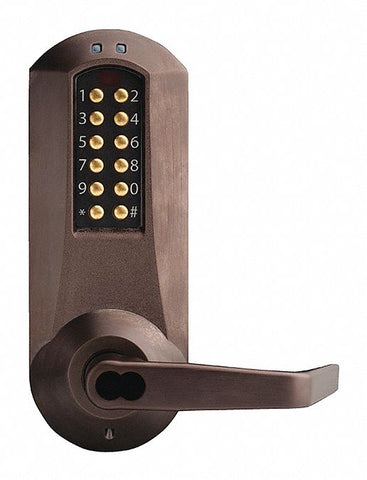 KABA E-PLEX E5031BWL-744-41 Electronic Locks, 2-3/4 in Backset, Cylindrical, Antique Brass, 1/2 in Latch Length