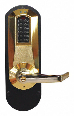 KABA E-PLEX E5010XSWL-605-41 Electronic Locks, 2-3/4 in Backset, Exit Trim, Bright Brass, 1/2 in Latch Length
