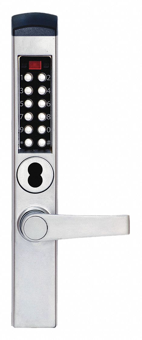 KABA E-PLEX E3765BNL-626-41 Electronic Locks, 2-3/4 in Backset, Narrow Stile, Satin Chrome, 1/2 in Latch Length