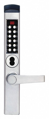 KABA E-PLEX E3765BNL-626-41 Electronic Locks, 2-3/4 in Backset, Narrow Stile, Satin Chrome, 1/2 in Latch Length