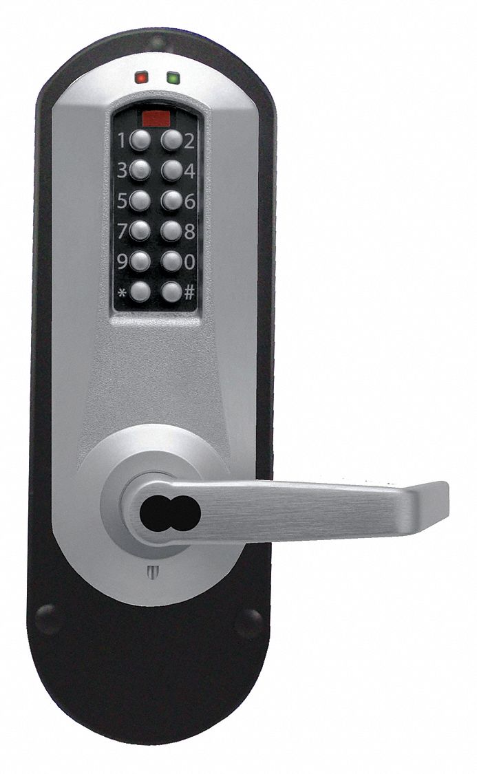 KABA E-PLEX E5010BWL-626-41 Electronic Locks, 2-3/4 in Backset, Exit Trim, Satin Chrome, 1/2 in Latch Length