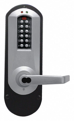 KABA E-PLEX E5010BWL-626-41 Electronic Locks, 2-3/4 in Backset, Exit Trim, Satin Chrome, 1/2 in Latch Length