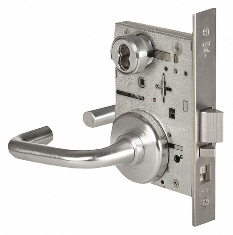 BEST 45H7AB3H626RH Door Lever Lockset,  Mechanical,  Heavy Duty,  Not Keyed,  Satin Chrome,  2 3/4 in Backset,  Mortise