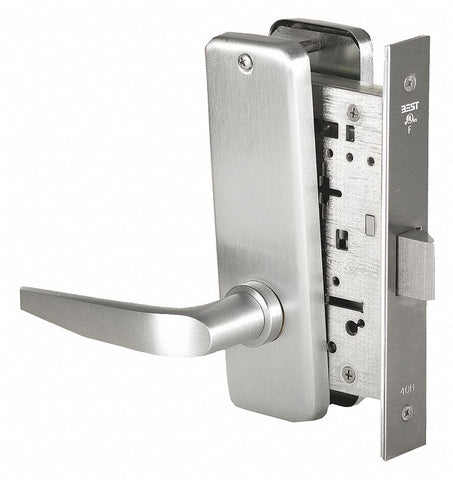 BEST 45H0N16J626LH Mortise Lockset,  Mechanical,  Heavy Duty,  Not Keyed,  Satin Chrome,  2 3/4 in Backset,  Mortise