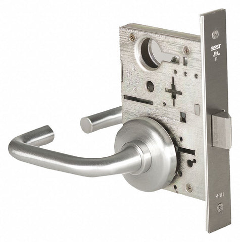 BEST 45H0N3H626LH Mortise Lockset,  Mechanical,  Heavy Duty,  Not Keyed,  Satin Chrome,  2 3/4 in Backset,  Mortise