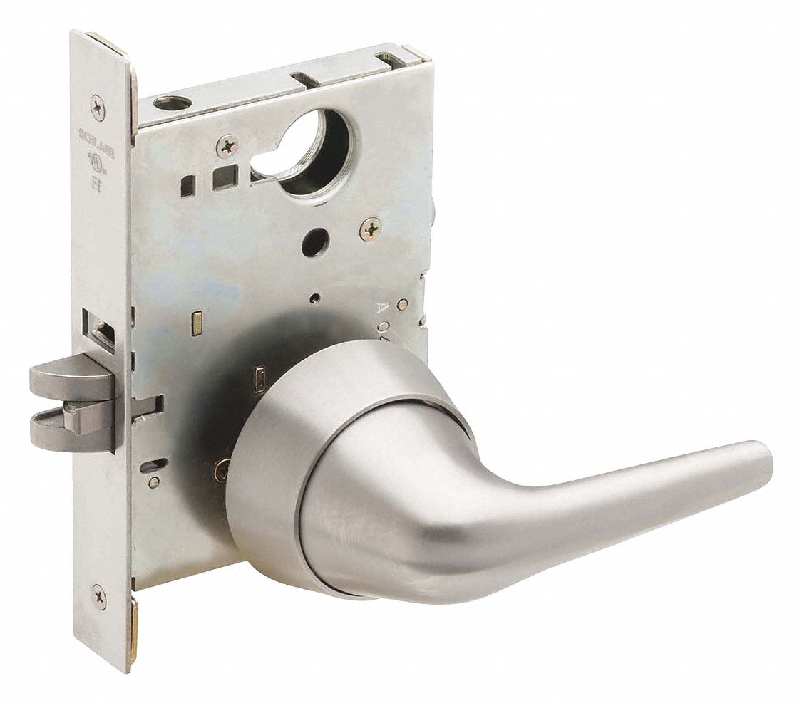 SCHLAGE L9010 SL1 630 Door Lever Lockset,  Mechanical,  Standard Duty,  Not Keyed,  Stainless Steel,  2 3/4 in Backset