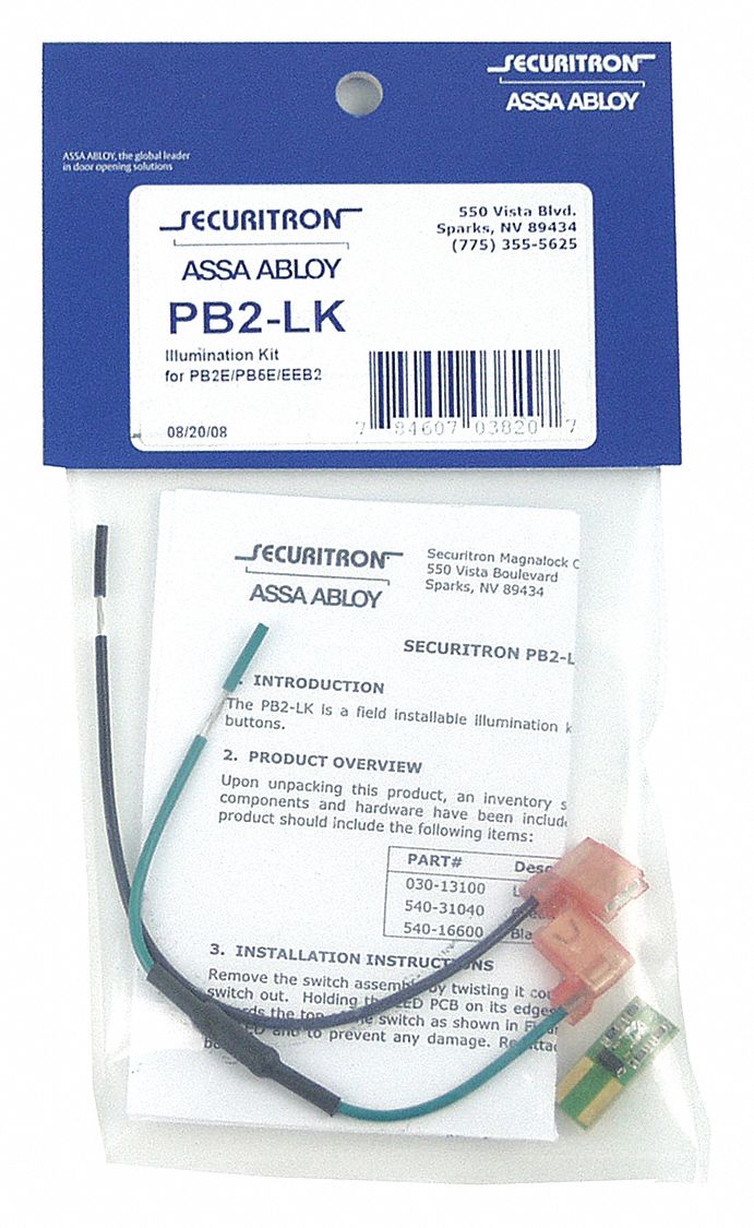 SECURITRON PB2-LK Illumination Kit, SS, Mfr. No. PB2/PB5