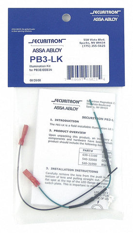SECURITRON PB3-LK Illumination Kit, SS, Mfr. No. PB3