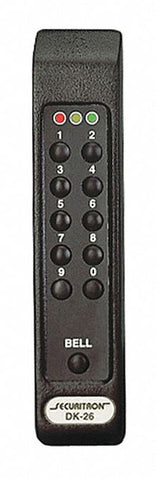 SECURITRON DK-26PBK Keypad,  Keypad,  Stainless Steel,  7 in Height,  1 1/2 in Width,  Number of Keys 11