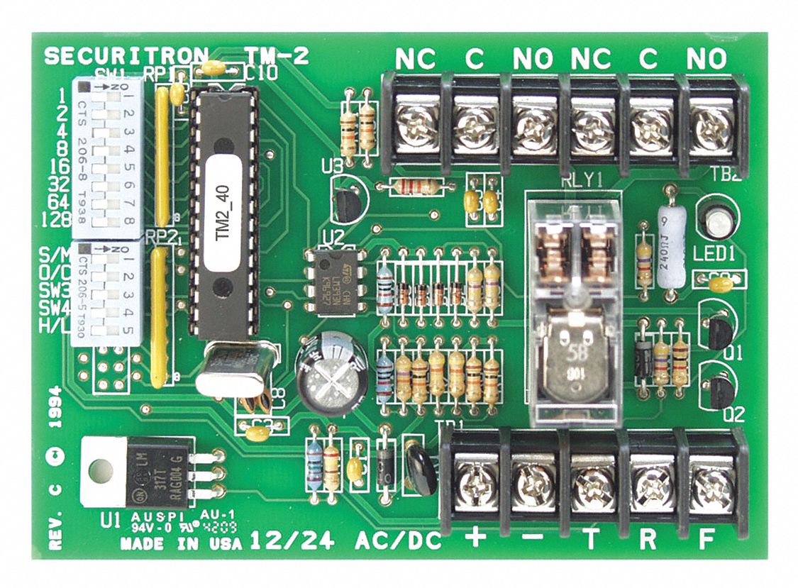 SECURITRON TM-2 Exit Delay Timer, Plastic, Dual Volatge