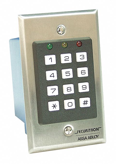 SECURITRON DK-16 Access Control Keypad,  Keypad,  Stainless Steel,  4 1/2 in Height,  2 3/4 in Width