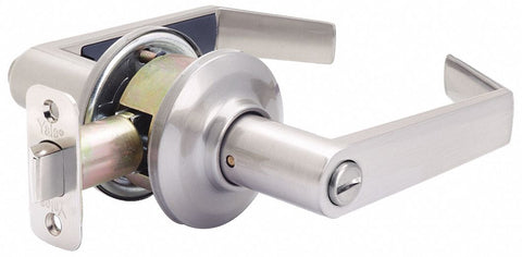 YALE AU21-626 Lever Lockset,  Mechanical,  Heavy Duty,  Not Keyed,  Satin Chrome,  2 3/8 in Backset,  Cylindrical