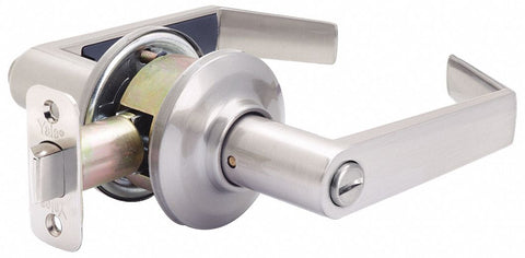 Lever Lockset,  Mechanical,  Heavy Duty,  Not Keyed,  Satin Chrome,  2-3/8" Backset,  Cylindrical
