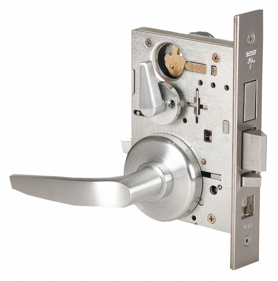 BEST 45H7AB16H626RH Mortise Lockset,  Mechanical,  Keyed Different,  Satin Chrome,  2 3/4 in Backset,  Mortise