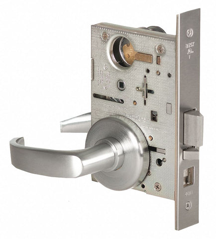 BEST 45H7R14H626RHRB Door Lever Lockset,  Mechanical,  Heavy Duty,  Not Keyed,  Satin Chrome,  2 3/4 in Backset,  Mortise