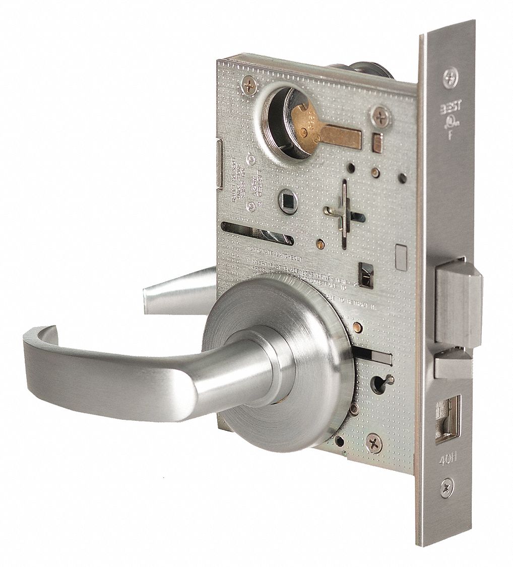 BEST 45H7R14H626LHRB Door Lever Lockset,  Mechanical,  Heavy Duty,  Not Keyed,  Satin Chrome,  2 3/4 in Backset,  Mortise