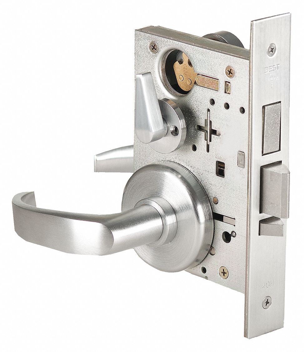 BEST 45H7TD14H626RH Mortise Lockset,  Mechanical,  Keyed Different,  Satin Chrome,  2 3/4 in Backset,  Mortise