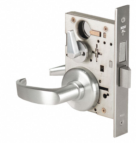 BEST 45H0L14H626LHVIN Mortise Lockset,  Mechanical,  Heavy Duty,  Not Keyed,  Satin Chrome,  2 3/4 in Backset,  Mortise