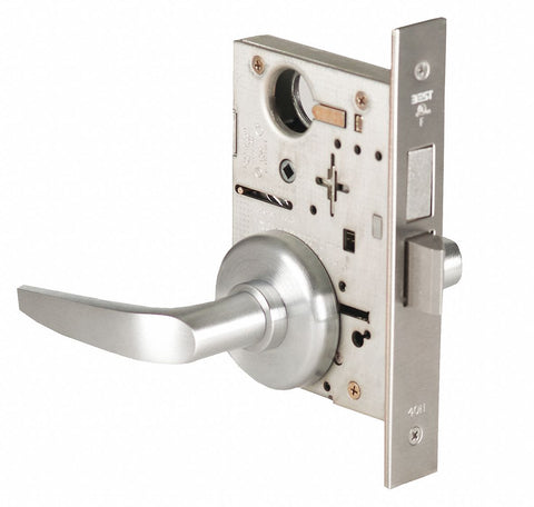 BEST 45H0L16H626RH Mortise Lockset,  Mechanical,  Not Keyed,  Satin Chrome,  2 3/4 in Backset,  Mortise