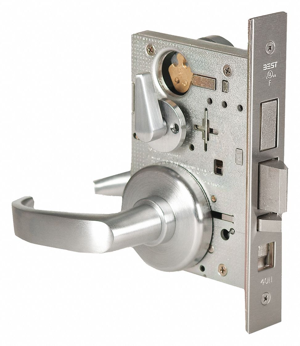 BEST 45H7AB14H626RH Mortise Lockset,  Mechanical,  Keyed Different,  Satin Chrome,  2 3/4 in Backset,  Mortise