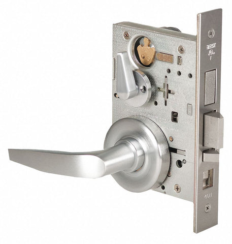 BEST 45H7AB16R626RH Mortise Lockset,  Mechanical,  Keyed Different,  Satin Chrome,  2 3/4 in Backset,  Mortise