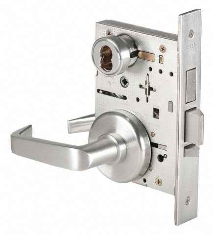 BEST 45H7UNR15H626RH Mortise Lockset,  Mechanical,  Keyed Different,  Satin Chrome,  2 3/4 in Backset,  Mortise