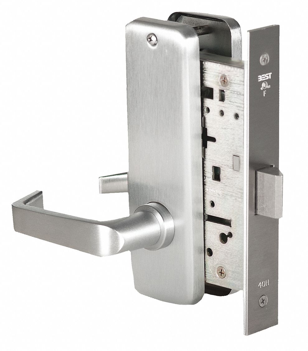 BEST 45H0L15J626RH Mortise Lockset,  Mechanical,  Heavy Duty,  Not Keyed,  Satin Chrome,  2 3/4 in Backset,  Mortise