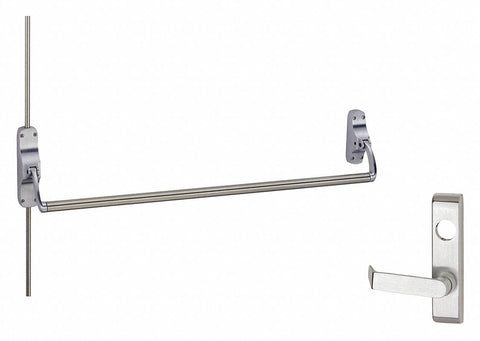 VON DUPRIN 8827L US26D LHR Surface Vertical Rod,  Exit Device,  Satin Chrome,  88,  44 in Door Width