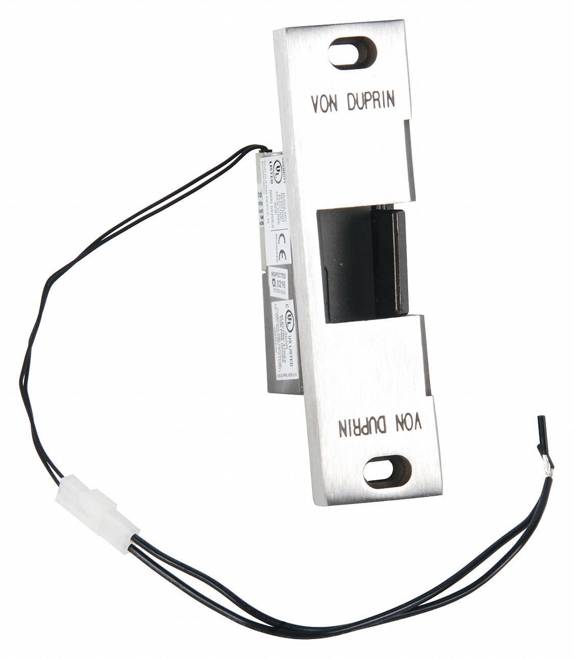 VON DUPRIN 6113 12V US32D CON Heavy-Duty Electric Strike with 1,500 lb Pull Force and Stainless Steel Finish