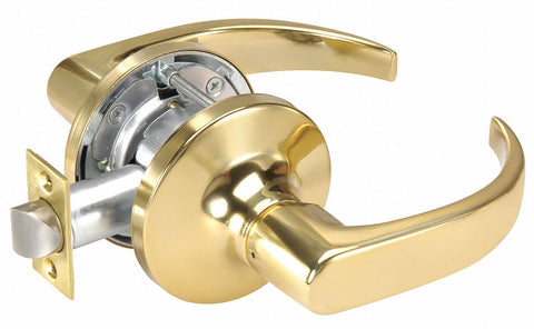 YALE PB5401LN x 605 Lever,  Mechanical,  Heavy Duty,  Not Keyed,  Bright Brass,  2 3/4 in Backset,  Cylindrical