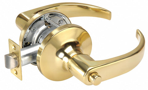 YALE PB5402LN x 605 Lever,  Mechanical,  Heavy Duty,  Not Keyed,  Bright Brass,  2 3/4 in Backset,  Cylindrical