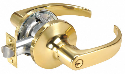 YALE PB5405LN x 605 Lever,  Mechanical,  Heavy Duty,  Keyed Different,  Bright Brass,  2 3/4 in Backset,  Cylindrical