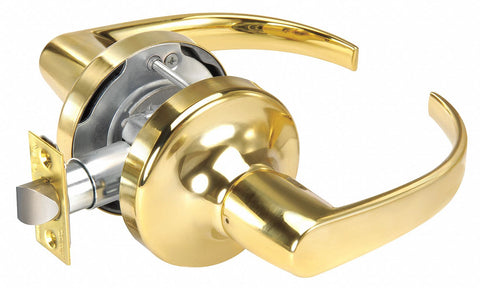 YALE PB5301LN x 605 Lever,  Mechanical,  Medium Duty,  Not Keyed,  Bright Brass,  2 3/4 in Backset,  Cylindrical