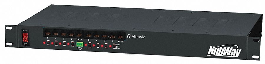 ALTRONIX HUBWAY8DI Steel Pass UTP Hub W/Power 8 Channel Isolated with Black Finish