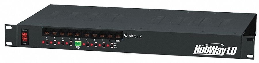 ALTRONIX HUBWAYLD83D Steel Active UTP Hub W/Power 8 Channel W/8 Dc Baluns with Black Finish