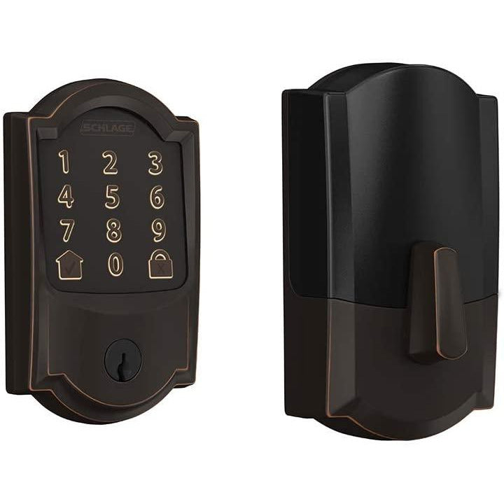 Schlage Encode Smart WiFi Deadbolt with Camelot Trim in Aged Bronze (BE489WB CAM 716)