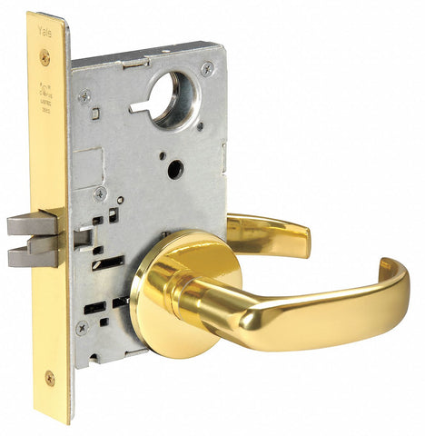 YALE PBR8801FL x 605 Heavy Duty Mortise Lockset,  Mechanical,  Not Keyed,  Bright Brass,  2 3/4 in Backset,  Mortise